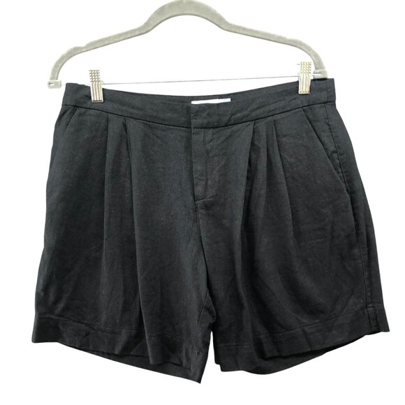 Old Navy Pleated Linen Blend Shorts Womens Size 8 Black Trouser Short - Picture 1 of 10